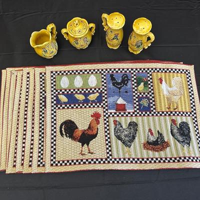 Napco set, placemats and napkin holders, Farmhouse style