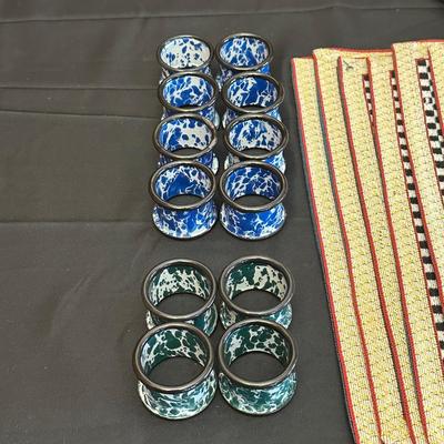 Napco set, placemats and napkin holders, Farmhouse style