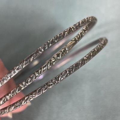 3 Vintage Sterling Silver bangle bracelets