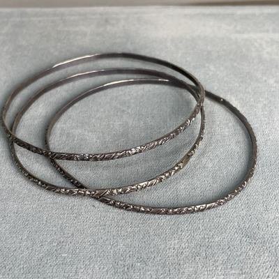 3 Vintage Sterling Silver bangle bracelets