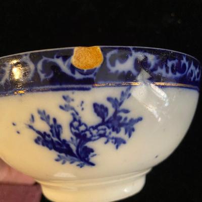 ‘Antique’ Flow Blue Plates and Bowls (D-BM)