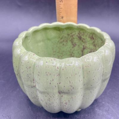 Vintage California Pottery Green Speckled Ceramic Footed Planter