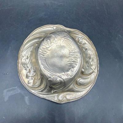 Art Nouveau Style Repousse Ornate Sterling Silver Dish