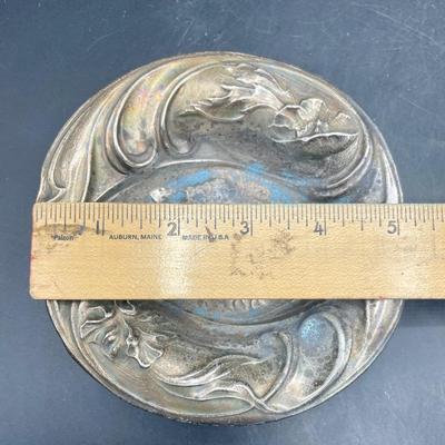 Art Nouveau Style Repousse Ornate Sterling Silver Dish