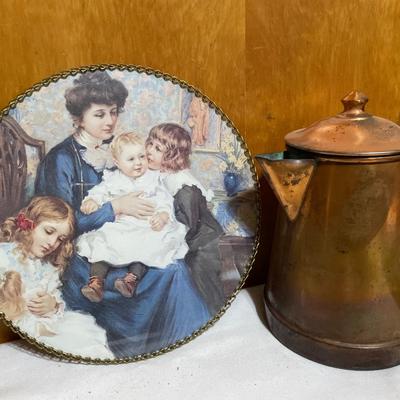 Mother and children round picture & Tagus Portugal teapot