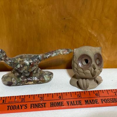 We sight and gravel, roadrunner, and pottery owl