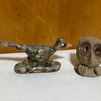 We sight and gravel, roadrunner, and pottery owl
