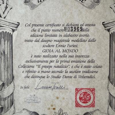 Italian Studio Dante 8" Alabaster 3D Collector Plates w/ Certificate of Authenticity & Box