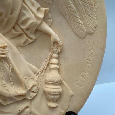 Italian Studio Dante 8" Alabaster 3D Collector Plates w/ Certificate of Authenticity & Box