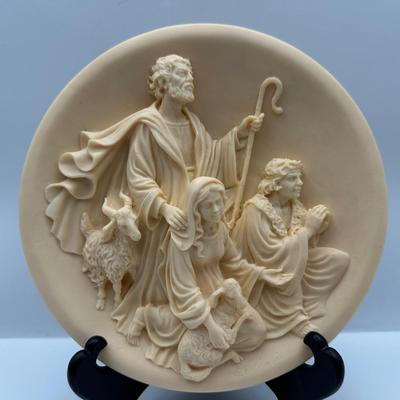 Italian Studio Dante 8" Alabaster 3D Collector Plates w/ Certificate of Authenticity & Box