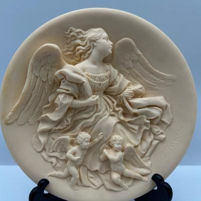 Italian Studio Dante 8" Alabaster 3D Collector Plates w/ Certificate of Authenticity & Box