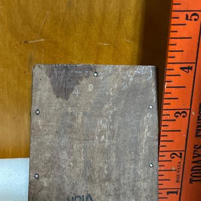 Small India wood carved box with polished rocks