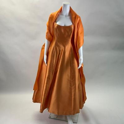 520 ISAAC MIZRAHI New York Pumpkin Satin Spaghetti Strap Dress