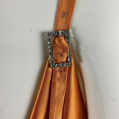 520 ISAAC MIZRAHI New York Pumpkin Satin Spaghetti Strap Dress