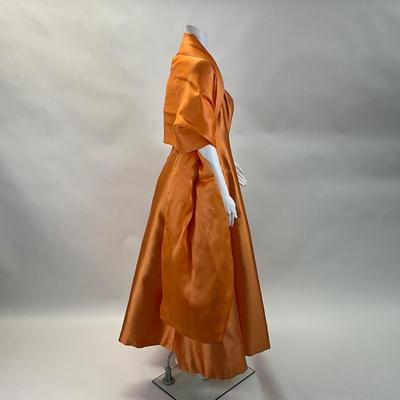 520 ISAAC MIZRAHI New York Pumpkin Satin Spaghetti Strap Dress