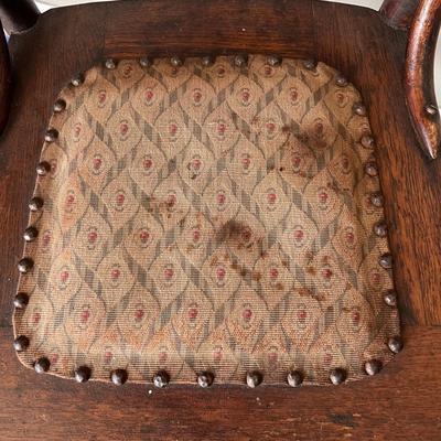 Oak Chair With Upholstered/Brass Tack Seat (B3-RG)