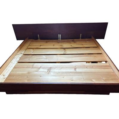 Mid Century Solid Platform King Bed Frame