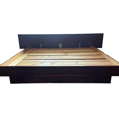 Mid Century Solid Platform King Bed Frame