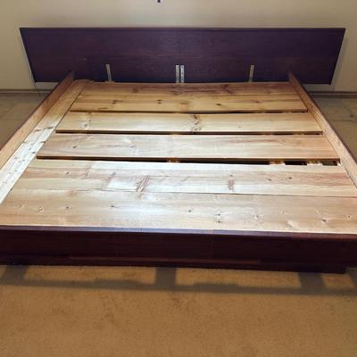 Mid Century Solid Platform King Bed Frame