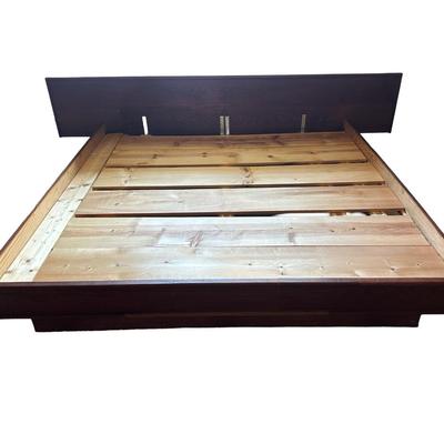 Mid Century Solid Platform King Bed Frame
