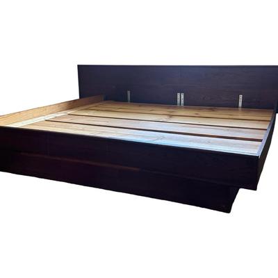 Mid Century Solid Platform King Bed Frame