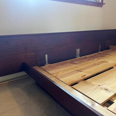 Mid Century Solid Platform King Bed Frame