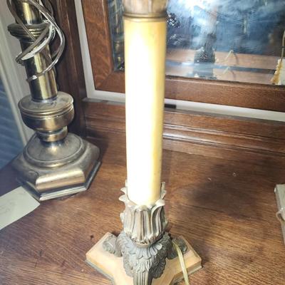 Large marble and brass table lamp