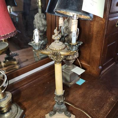 Large marble and brass table lamp