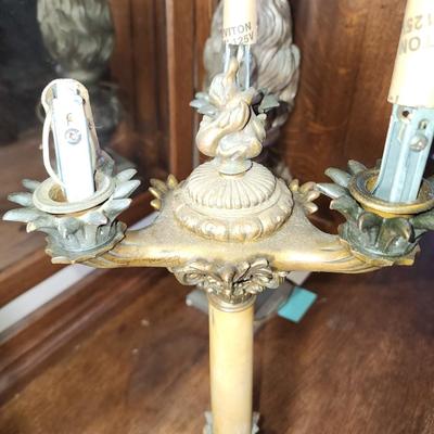 Large marble and brass table lamp