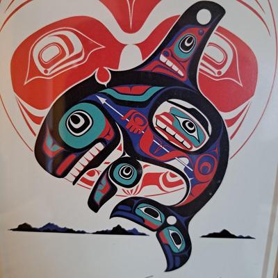 Handmade N.W. Tlingit Bear Drum & Signed Serigraph Print (LR-SD)