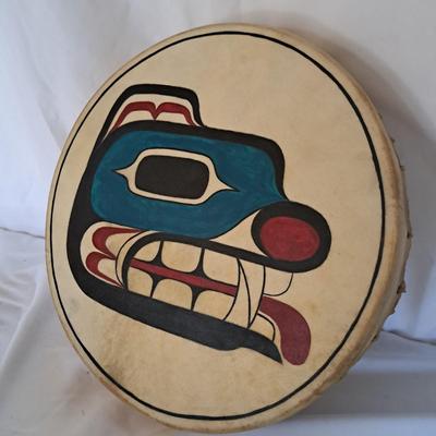 Handmade N.W. Tlingit Bear Drum & Signed Serigraph Print (LR-SD)
