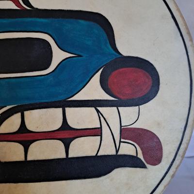 Handmade N.W. Tlingit Bear Drum & Signed Serigraph Print (LR-SD)