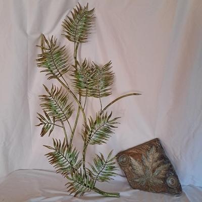 Jim Gunter Leaf Sculpture & Metal Fern Wall Hanging (LR-SD)