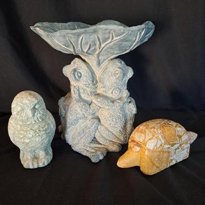 Frogs, Owl & Armadillo Garden Statues (LR-SD)