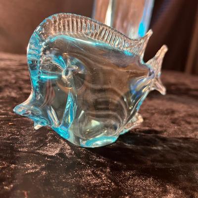 Blue Glass Murano Style Glass Fish Figurine Plus a Vase (D-RG)