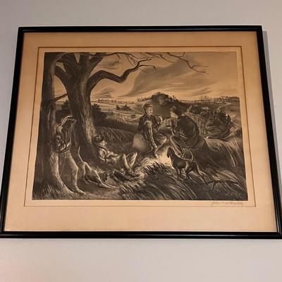 John S. DeMartelly ‘Blue Valley Fox Hunt’ Signed Original Lithograph (D-RG)