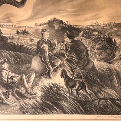 John S. DeMartelly ‘Blue Valley Fox Hunt’ Signed Original Lithograph (D-RG)