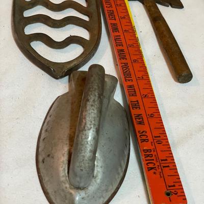 Toy iron and axe with iron rest plate