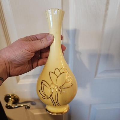 Yellow and gold bud vase