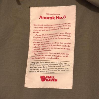 Fjallraven Anorak No. 8 Jacket w/ Greenland Wax - Men’s Size Large (BD-DZ)