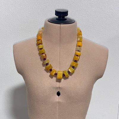 Genuine Stone Costume Jewelry Necklace W/Sterling Chain