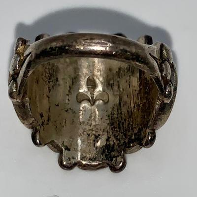 Native American Pawn Silver Ring W/Inlaid Coral