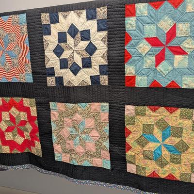 Contemporary Amish Quilt In Carpenter's Wheel Design 96 x 72 Inches #7