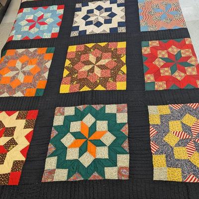 Contemporary Amish Quilt In Carpenter's Wheel Design 96 x 72 Inches #7