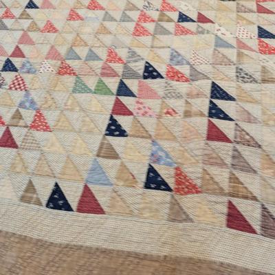 Multi-Color Patchwork Quilt With Light & Dark Small Triangular Blocks 85 x 75 Inches #8