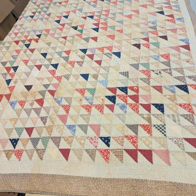 Multi-Color Patchwork Quilt With Light & Dark Small Triangular Blocks 85 x 75 Inches #8