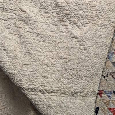 Multi-Color Patchwork Quilt With Light & Dark Small Triangular Blocks 85 x 75 Inches #8