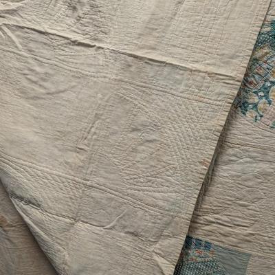 Ca. 1930-31 Patchwork Fan Design Quilt With Calico Pieces 84 x 69 Inches #9