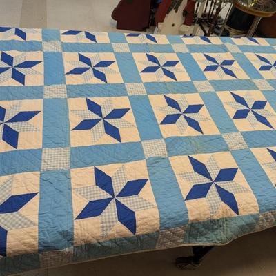 Made In 1972 Contemporary Patchwork Quilt Eight-Point Stars In Each Of 20 Blocks 98 x 78 Inches #11