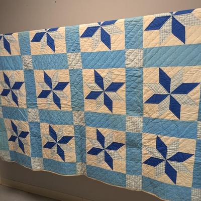 Made In 1972 Contemporary Patchwork Quilt Eight-Point Stars In Each Of 20 Blocks 98 x 78 Inches #11
